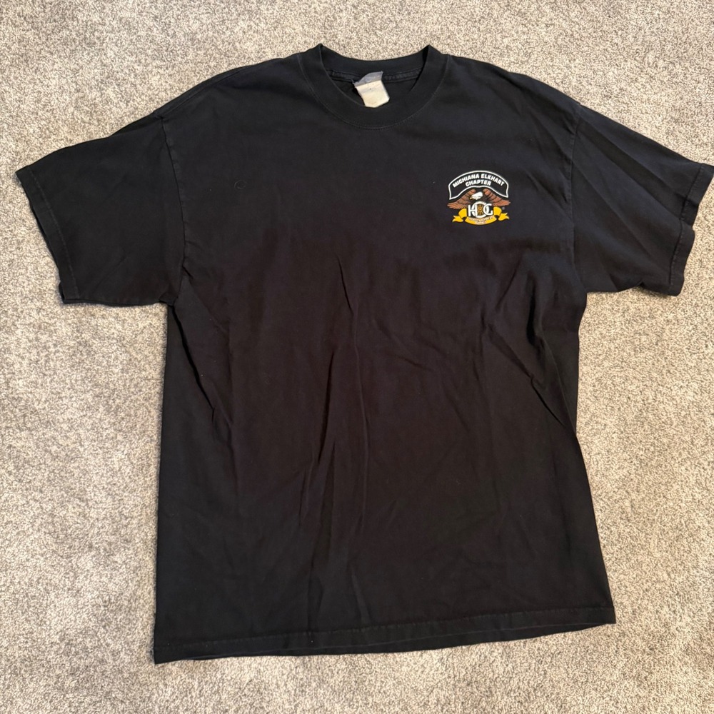 Harley Davidson HOG Michiana Elkhart Chapter Flaming Eagle Black Graphic T-Shirt - Picture 2 of 5